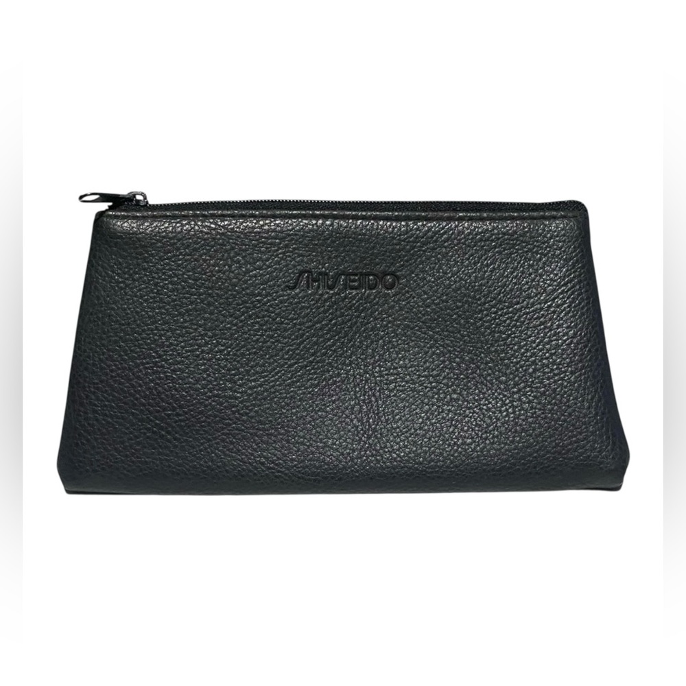 Shiseido Cosmetic Travel Bag 
Small Black Faux Leather
7” x 4”